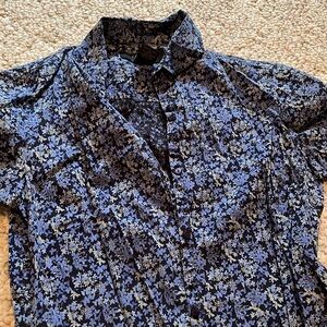 Express Vintage Blue Floral blouse